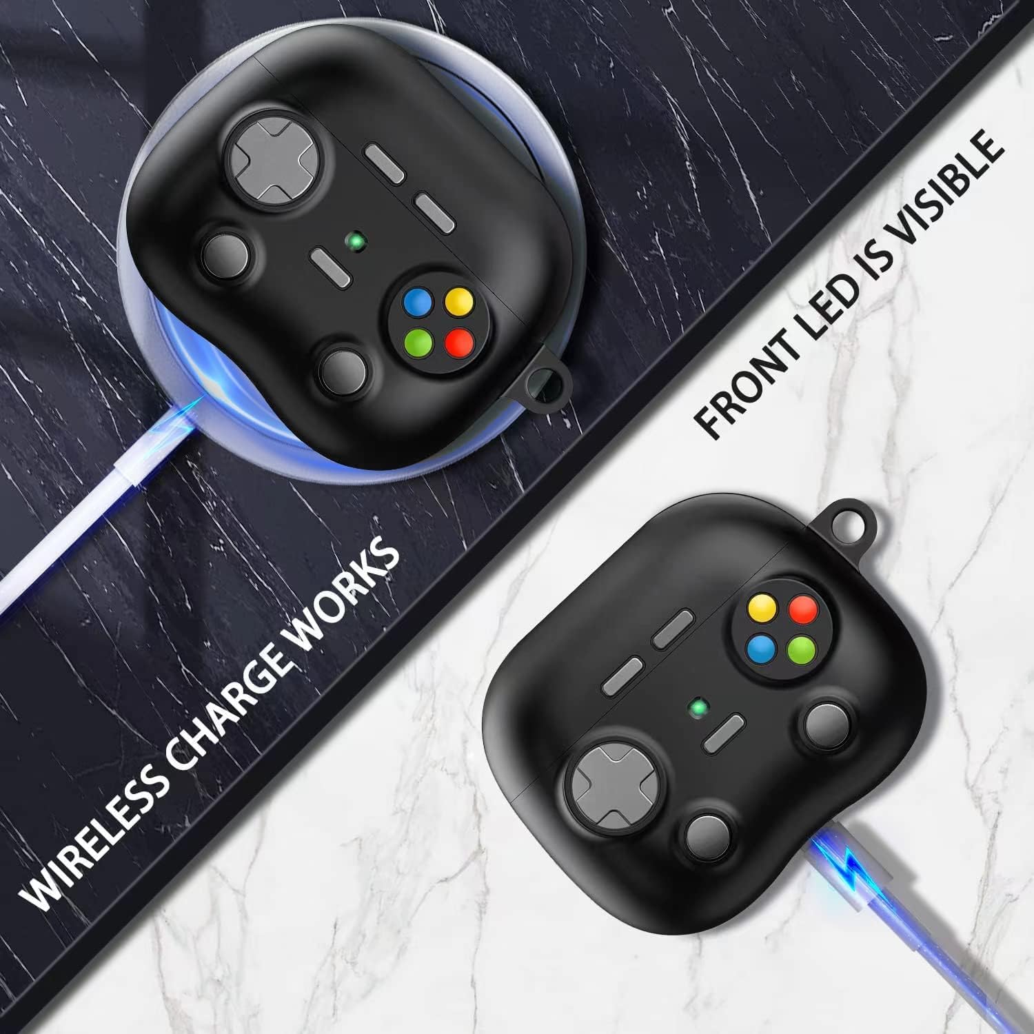 Funda protectora de silicona Volport compatible con Apple Air Pod Gen 3 2021 con llavero protección completa y a prueba de golpes color negro