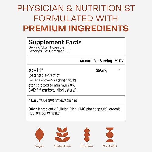 Miniatura 5 de Healthycell Suplemento AC-11 - Apoya la reparación del ADN celular de la uña de gato - Antienvejecimiento, salud de las células madre, refuerzo