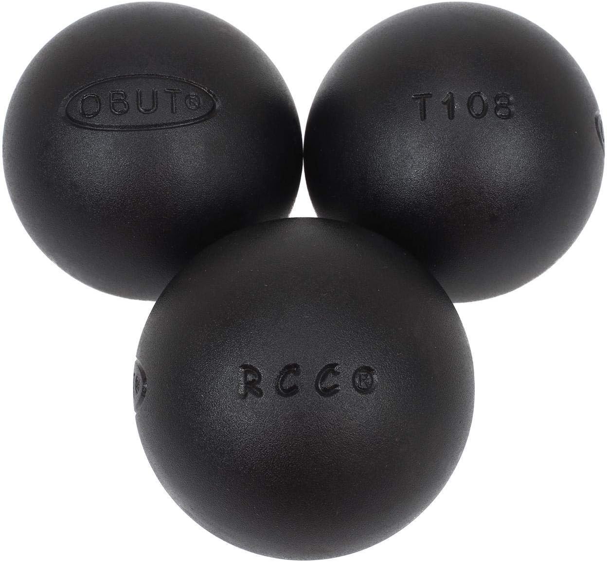 Boules de pétanque Match plus 76mm strie2 - Obut 680g Noir