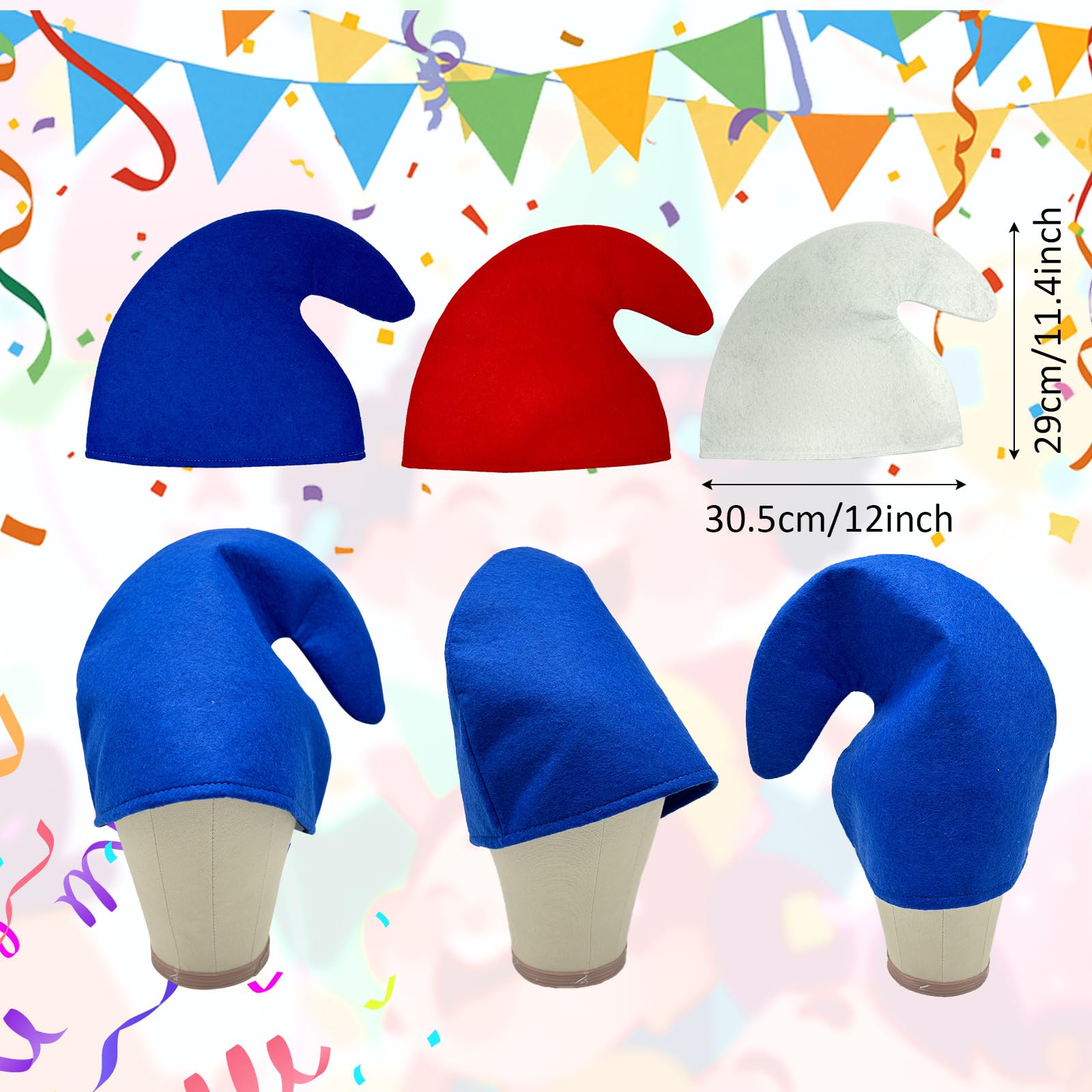 SAIIURV 3 Pack Curly Garden Gnome Style Dwarf Hat for Adults Colorful Christmas Elf Gnome Hats for Men Women Party Headwear Gnome Costume Hat Accessory for Fancy Dress Cosplay Party Festival - Image 2