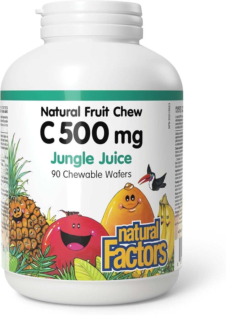 Natural Factors C 500 mg Natural Fruit Chew 500 mg 90 Chewable Wafers Jungle Juice