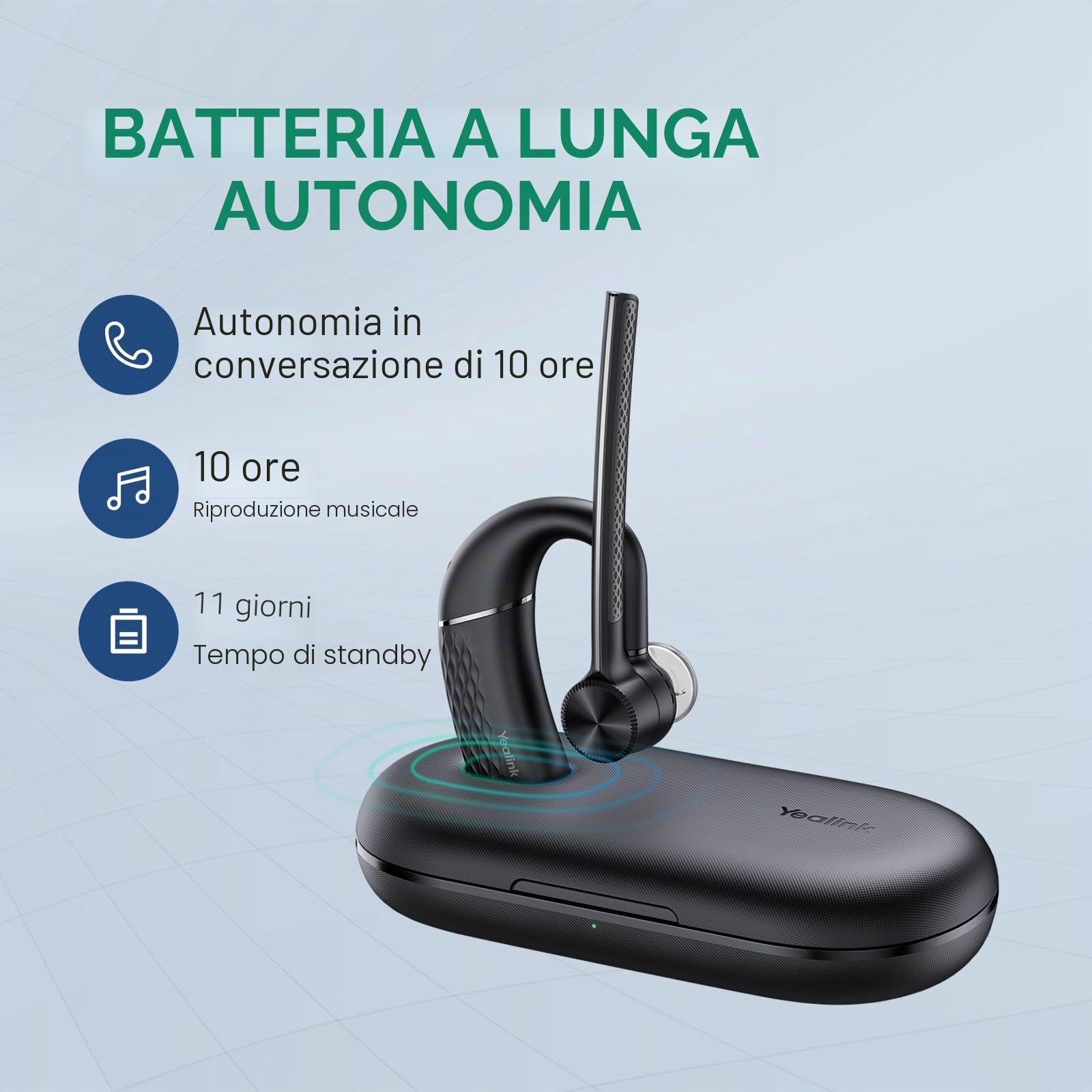 Yealink BH71 Pro - Cuffie Bluetooth con Dongle USB, certificato Teams, auricolare senza fili per cellulare, PC e laptop, microfono a riduzione del rumore, gancio per orecchio regolabile