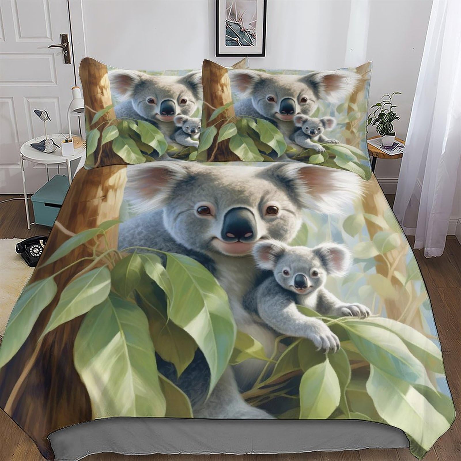 AASWDDS Koala Comforter Cover Bedding Set Kids Duvet Cover Bedspread Cover with Pillowcase Soft Quilt Cover for Youth And Adult Double (200x200cm)