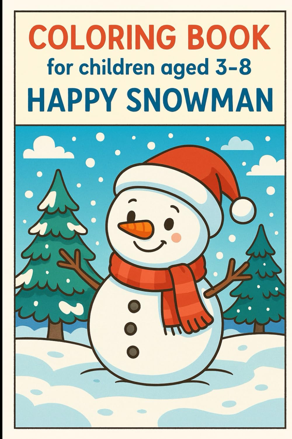 Coloring Book for Children 3-8: Happy Snowman: Fun and Easy Winter Coloring Pages for Kids — Snowmen, Christmas Trees, Gifts, and Holiday Cheer!