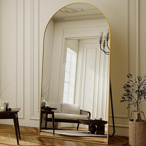 XRAMFY 86x40 Gold Arch Full Length Mirror Floor Mirror with Metal Frame