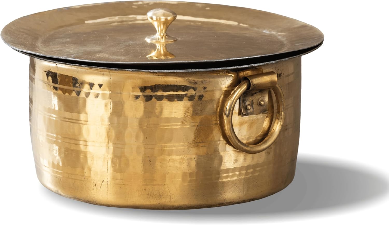 P-TAL Brass Stock Pot with Lid Naturally Nonstick and Toxin Free Pasta Pot Multipurpose Cooking Pot, PFOA and PTFE Free (Set of 3)