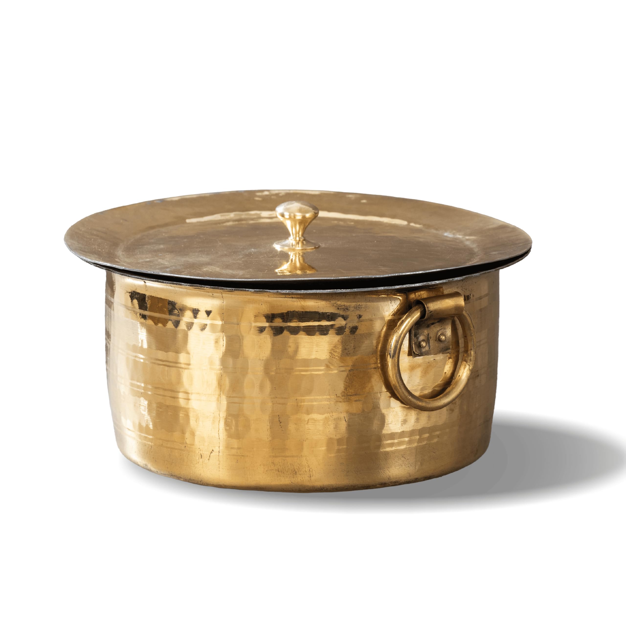 P-TAL Brass Stock Pot with Lid Naturally Nonstick and Toxin Free Pasta Pot Multipurpose Cooking Pot, PFOA and PTFE Free (3.2 Quart)