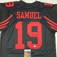 Vista 2 de Camiseta de fútbol americano negra autografiada/firmada de Deebo Samuel San Francisco JSA COA
