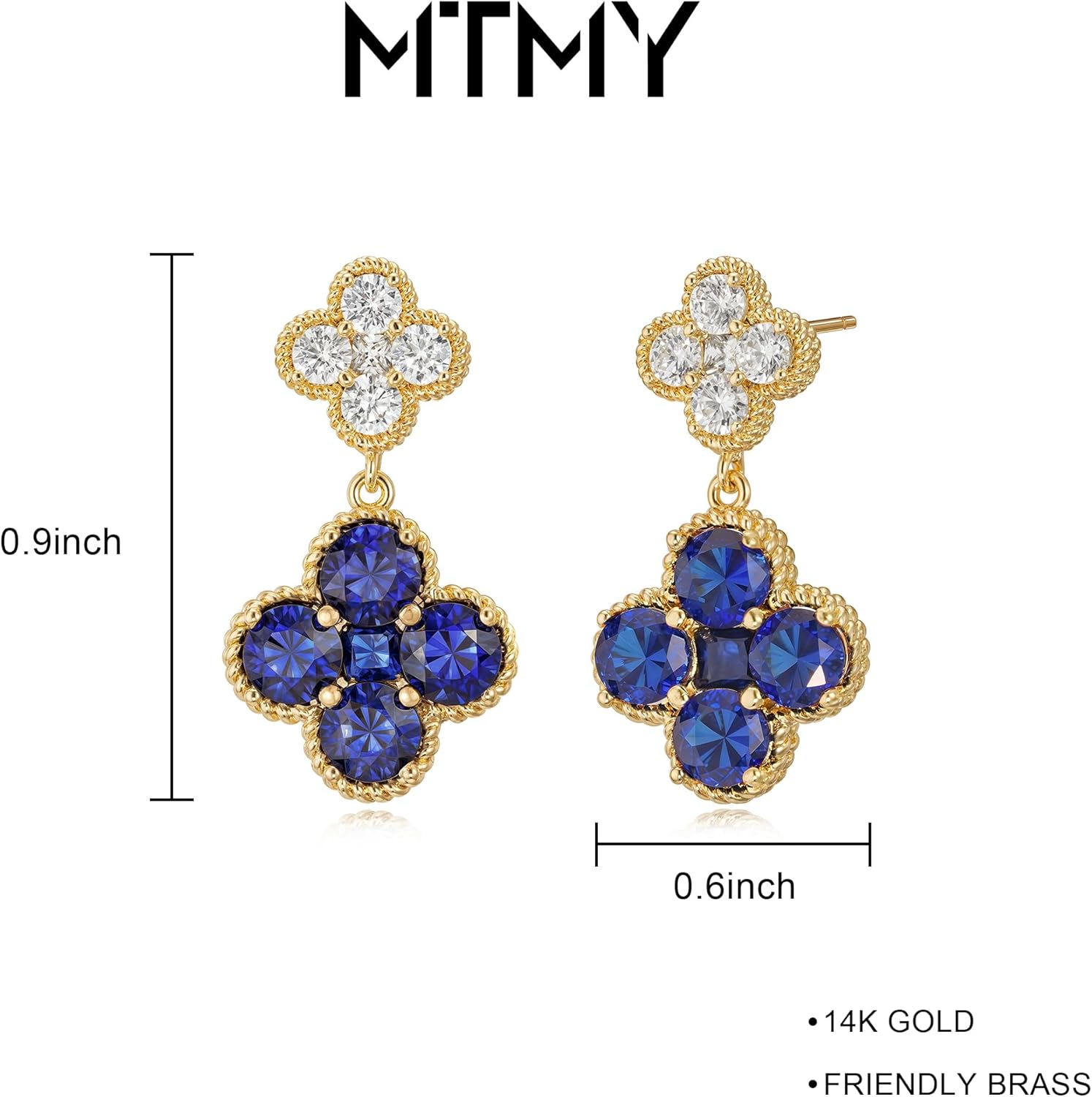 MTMY Dangle Earrings for Women 14K Gold Plated Four Leaf Clover Dangling Drop Birthstone Stud Earrings Trendy Flower Birthstone Jewelry Birthday Gifts - Image 6
