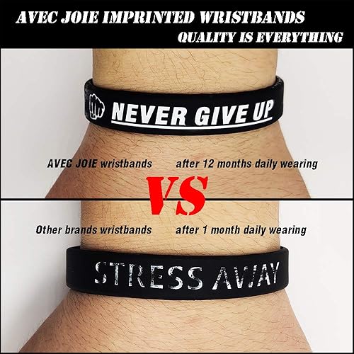 Miniatura 3 de AVEC JOIE NEVER GIVE UP - Pulseras de goma motivacionales de silicona inspiradoras para adultos y adolescentes, utilizadas en la escuela, empresa y