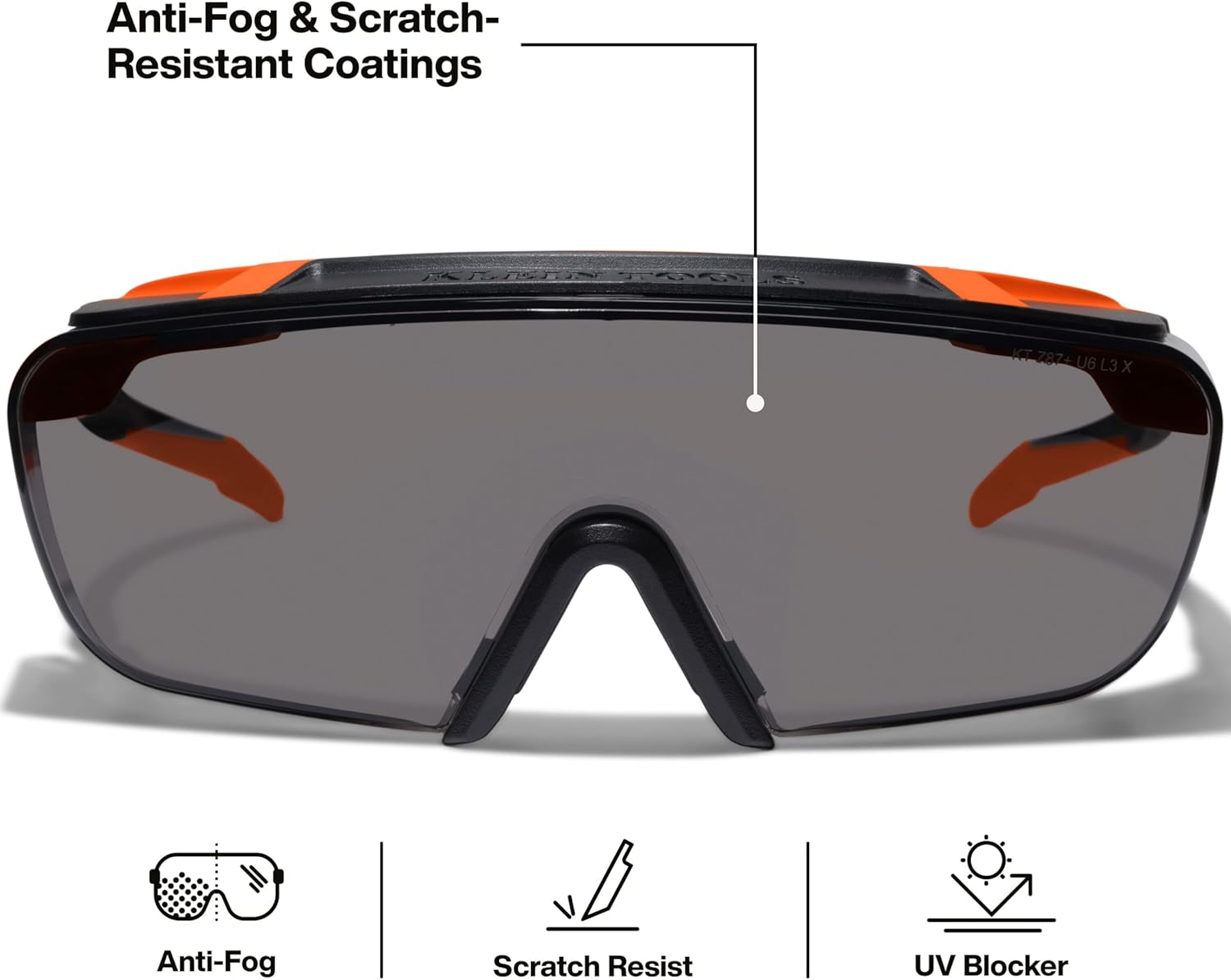 KLEIN TOOLS 03007 Over-The-Glasses Safety Glasses, Shaded Lens, ANSI Z87.1+ and CSA Z94.3 Certified, Anti-Fog and Scratch Resistant, UV Protection, Fits Over Prescription Eyewear