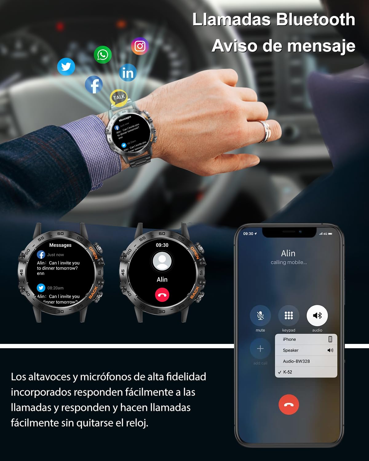Reloj inteligente militar para hombres, reloj táctico resistente de 1.39" con monitor de salud, rastreador de actividad con 108 modos deportivos para Android e iOS.