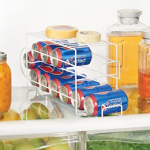 Miniatura 2 de mDesign Organizador de 2 niveles de alambre de metal con estante superior para despensa de cocina, encimera, gabinete, capacidad para 12 latas,