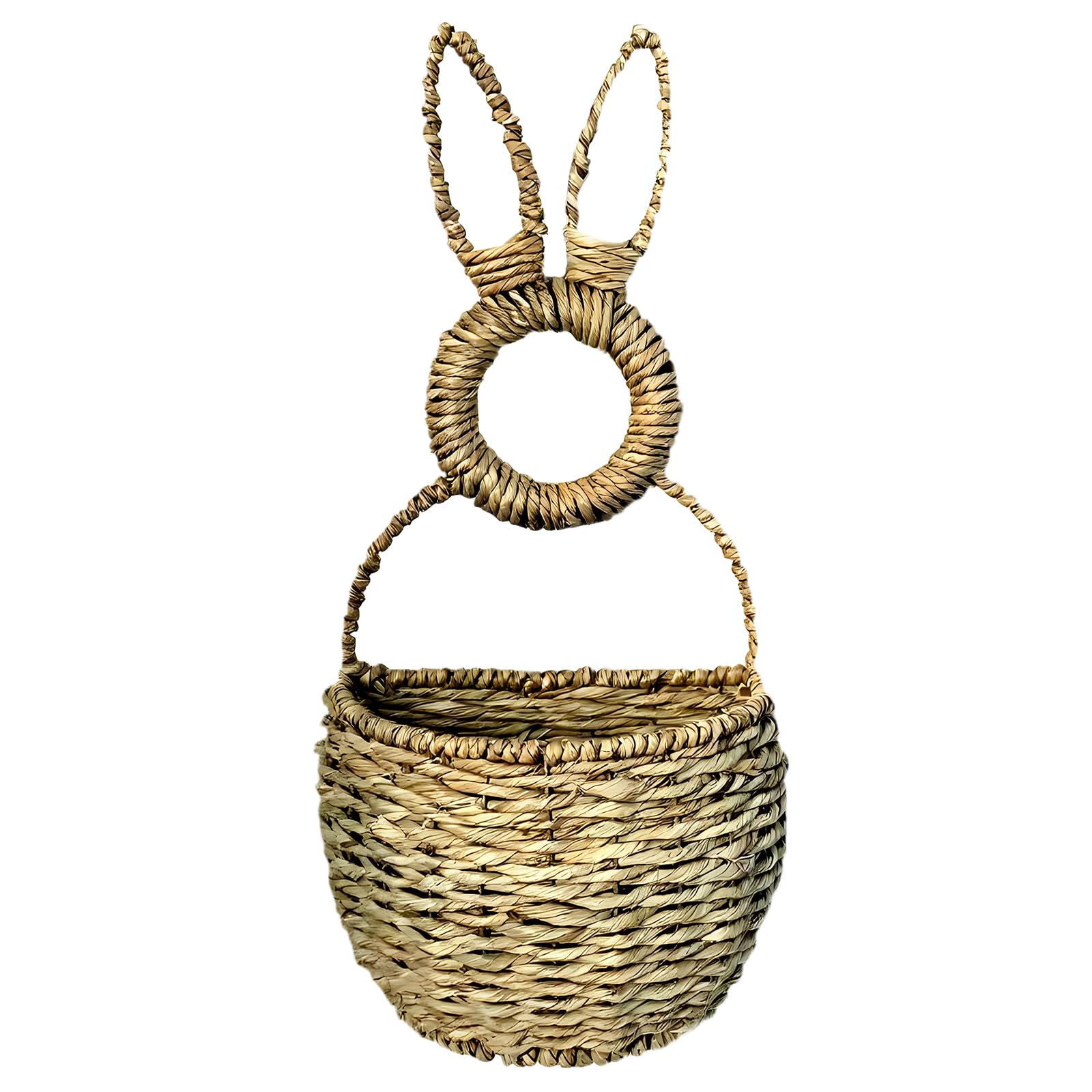 Jazuaiao Artistic Handcraft Rabbits Wall Basket with Breathable Suitable for Living Room Bedroom Decoration Natural Flexible Basket