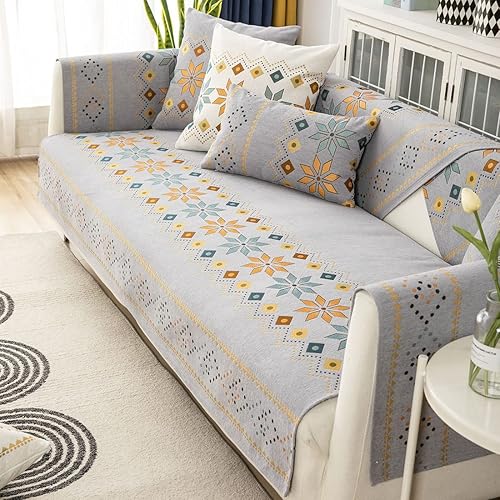 vctops Funda de sofá jacquard geométrico bohemio de felpilla súper suave, funda antideslizante para sofá modular para perros, niños y mascotas