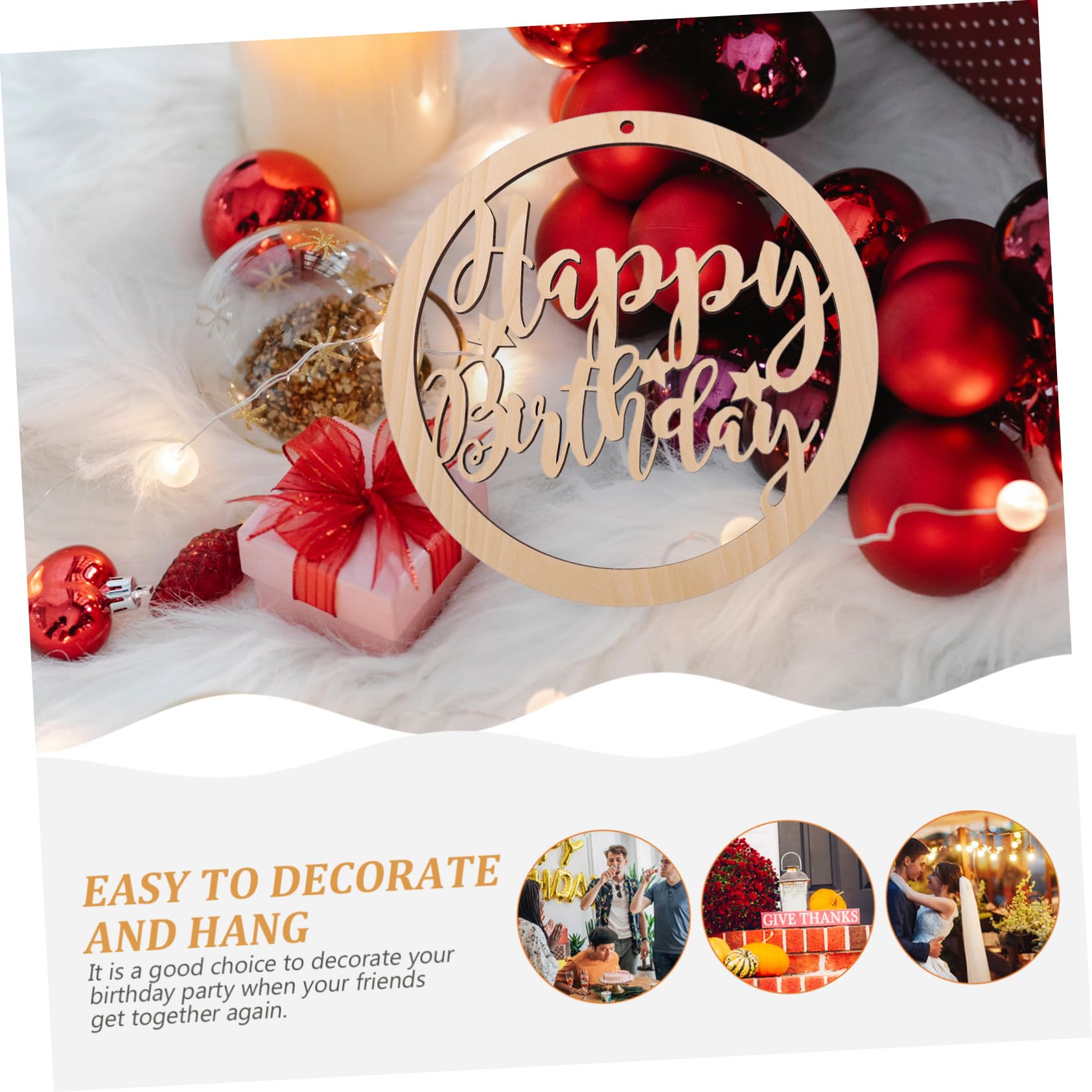 Gogogmee Birthday Scene Layout Plate Adornment Happy Birthday Wooden Letters Decorative Board