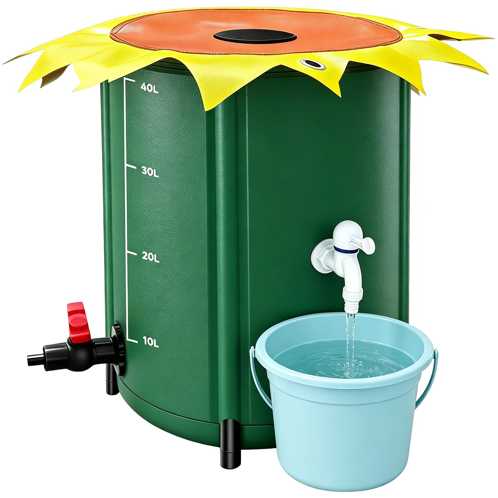 Cisterna pieghevole da 200 l, serbatoio dell'acqua piovana | con filtro e rubinetto, serbatoio dell'acqua in PVC 500D, serbatoio dell'acqua portatile per irrigazione del giardino