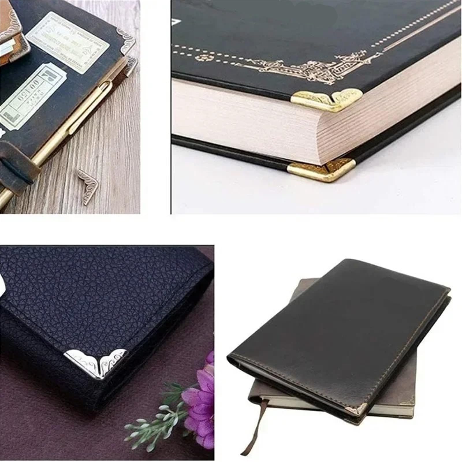 Narożniki do albumów ze zdjęciami, metalowe ochraniacze narożników, opakowanie 50 sztuk scrapbookingu, wielokolorowe 14x20mm(Silver 50pcs)