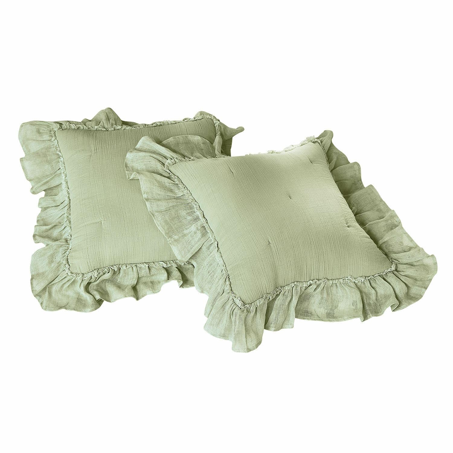 Housses de coussin en lin Loberon Martone | Volants et matelassage doux