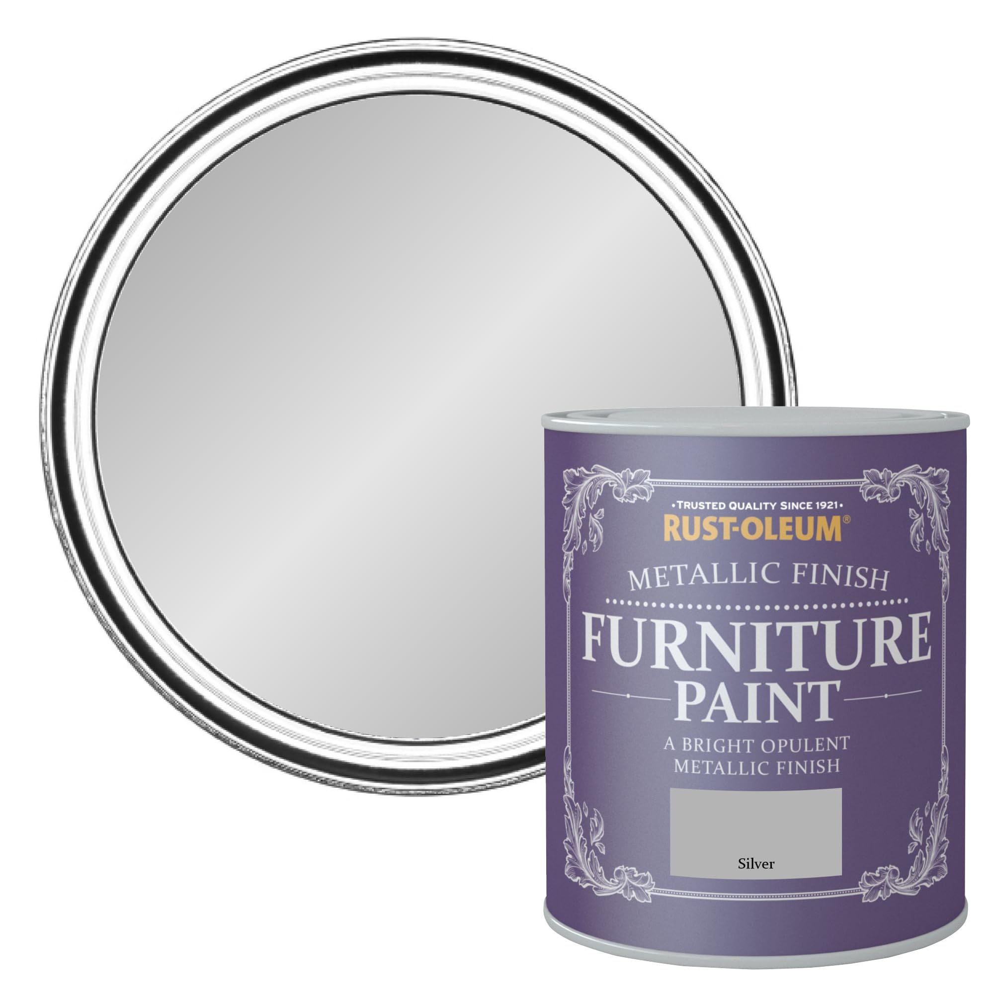Rust-Oleum Metallic Finish Furniture Paint Silver 750ml