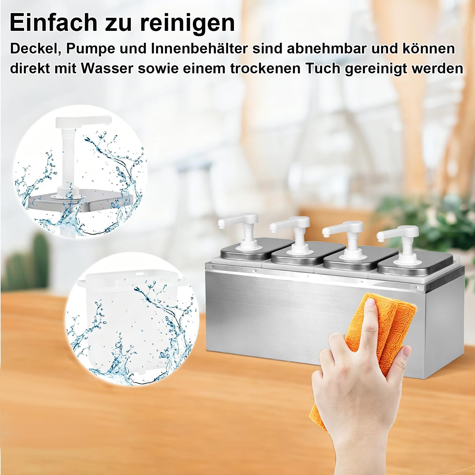 Dispenser per salse da 8 l, con 8 pompe in acciaio inox, dispenser per ketchup, maionese, senape, miele, marmellata