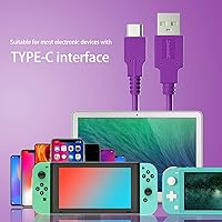 Vista 6 de ECHZOVE Cable morado compatible con Nintendo Switch y Switch modelo OLED, accesorios morados para Switch lite