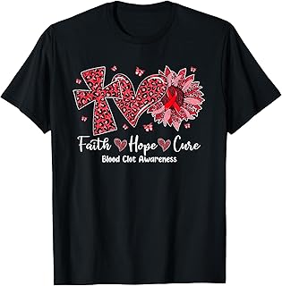 Faith Hope Cure Sunflower Leopard Blood Clot Awareness T-Shirt
