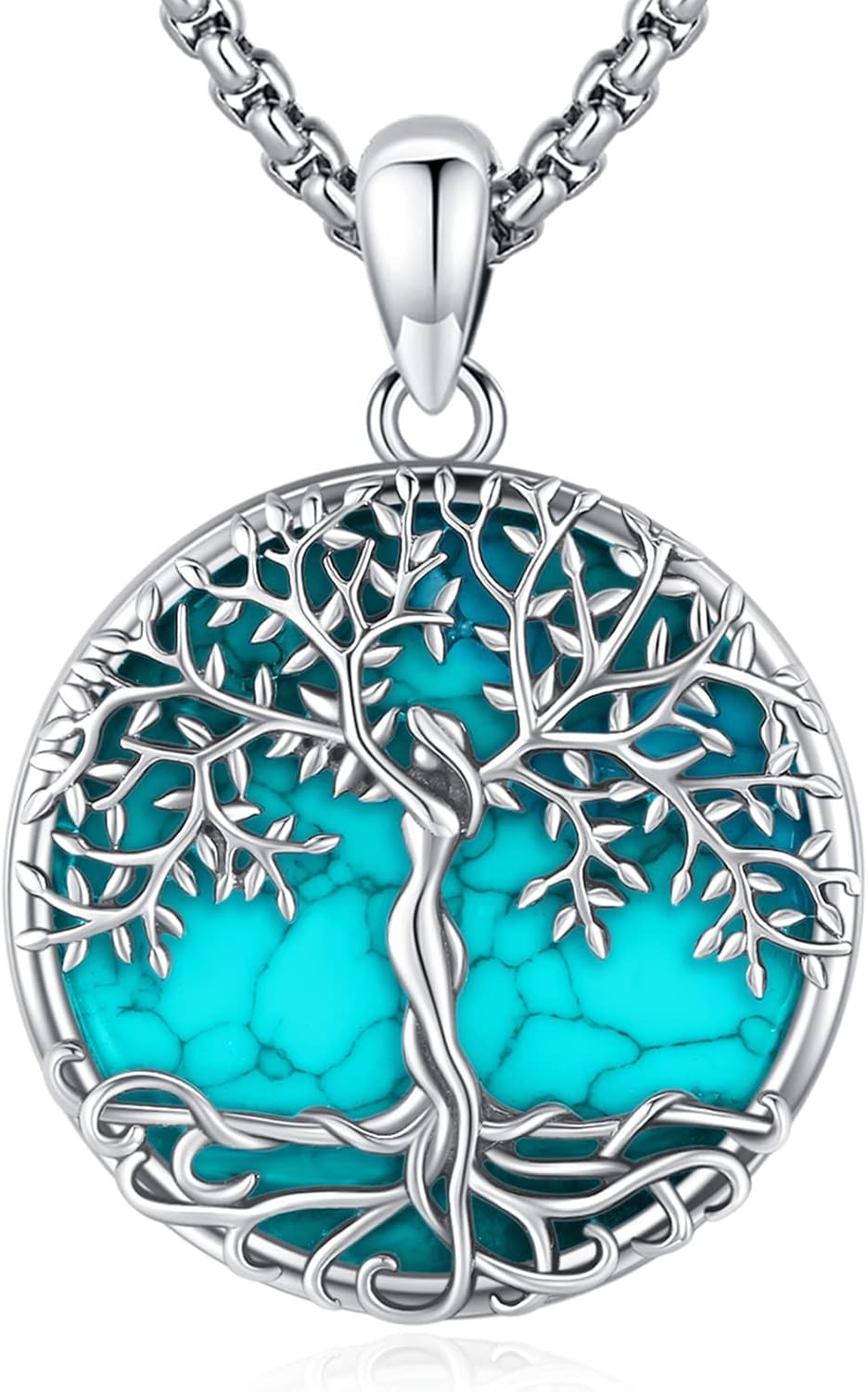 LOOVE Jewelry Gifts - Tree of Life Necklace Sterling Silver Abalone Shell/Opal/Moonstone/Black Onyx/Turquoise/Malachite/Crystal Family Tree of Life Jewelry for Women Men