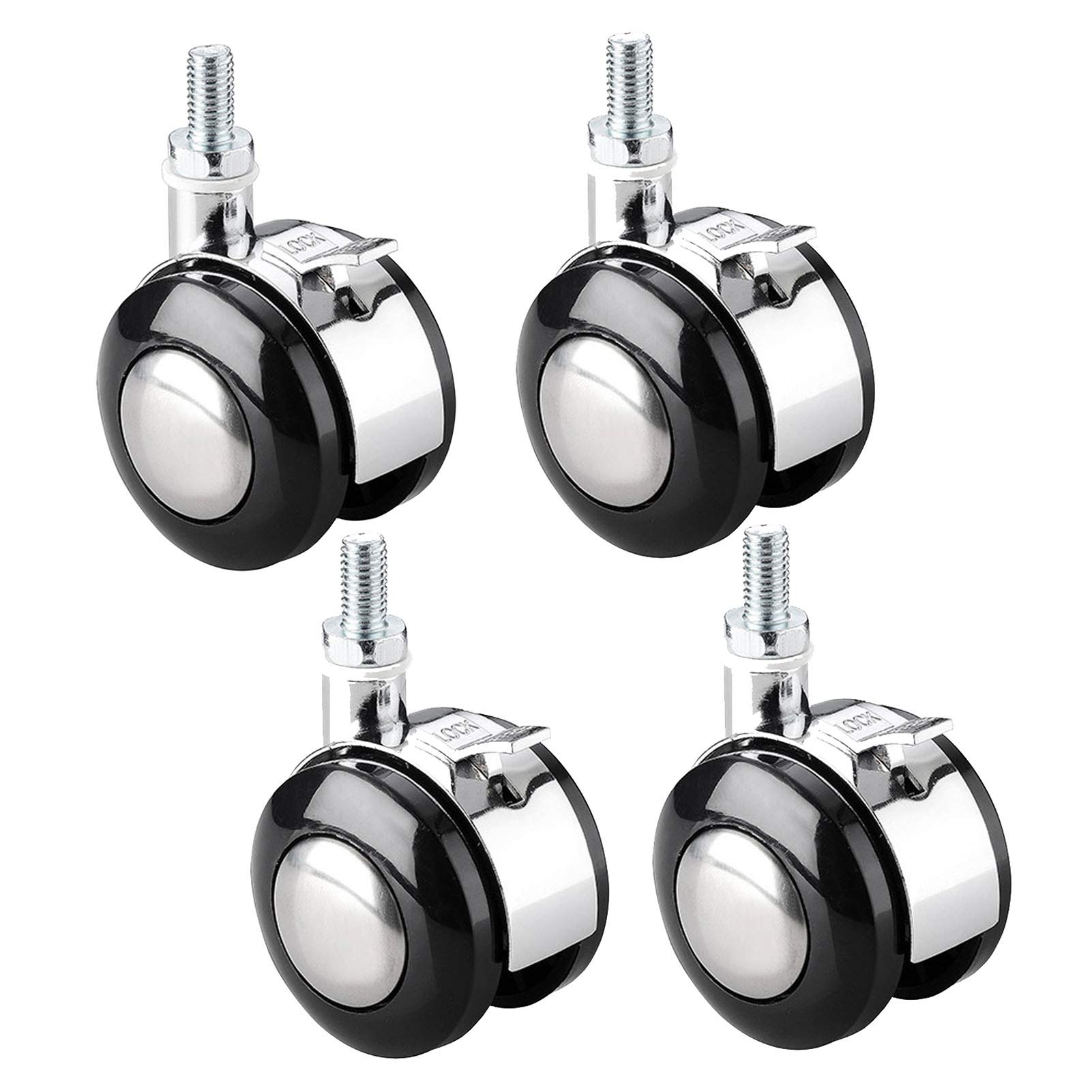 Roulettes pivotantes M6 avec frein en alliage de zinc pour lit et chaise de bureau x4