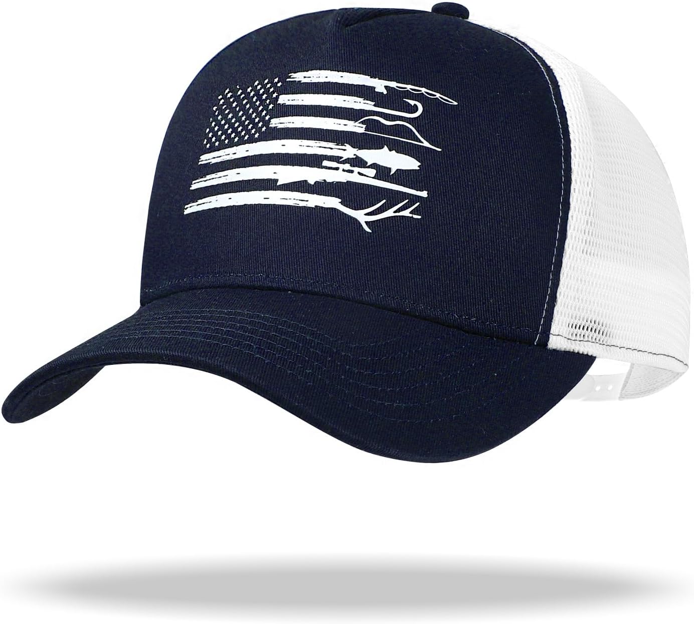 Oversize Trucker Hat - Large Size Mesh Baseball Cap With American Flag, Fishing & Hunting Design For Big Heads (L/XL/XXL) - View #5