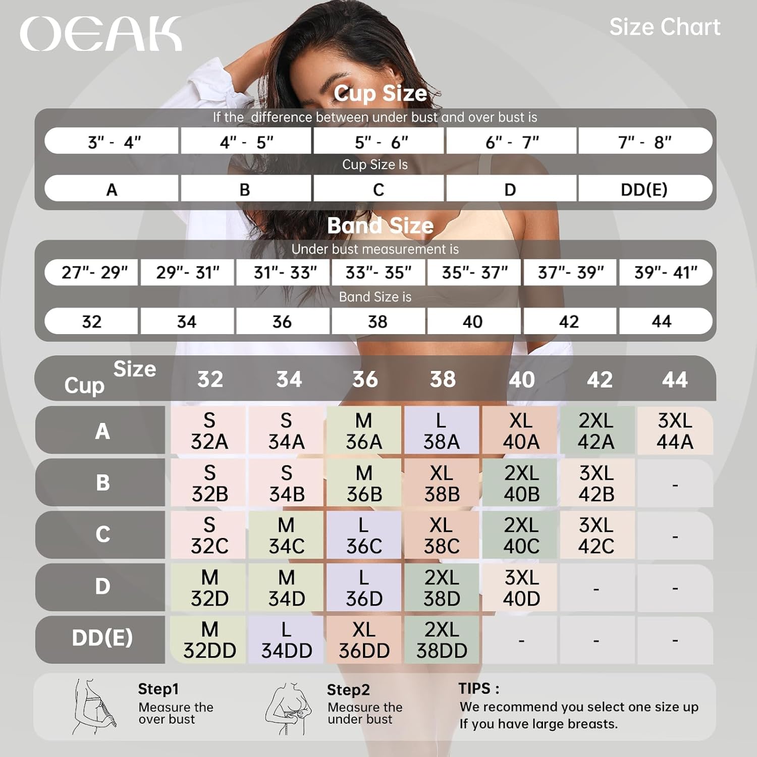 OEAK Womens Wireless Bras Push Up Support Full Coverage Bralettes No Underwire Bra Comfortable Everyday Seamless Tshirt Bras - Image 5