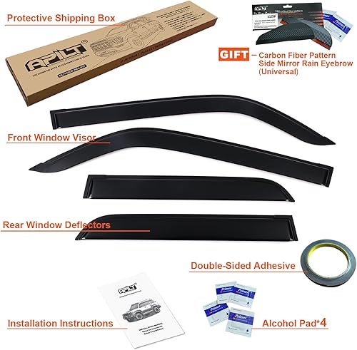 Miniatura 5 de Viseras de ventana de montaje exterior, protectores de lluvia para Toyota 4Runner 2010-2024, deflectores de ventilación de viento de tamaño