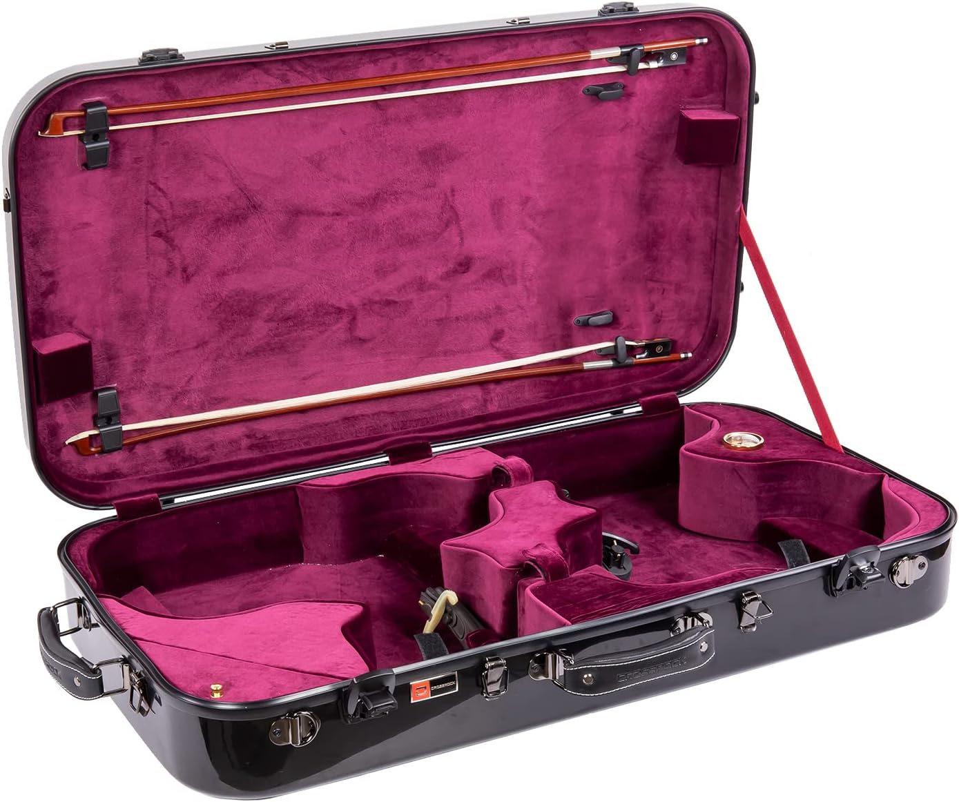 Crossrock Fiberglass Case with TSA Lock for one 15~16.5'' viola, one 4/4 full-size violin-Black (CRF2020DVLBK)