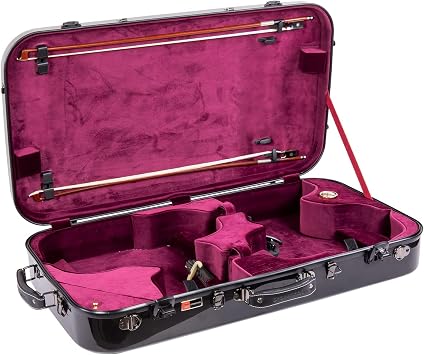 Crossrock Fiberglass Case with TSA Lock for one 1516.5 viola, one 4/4 full-size violin-Black CRF2020DVLBK