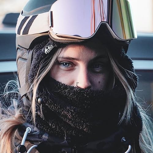 Miniatura 4 de EXLBES Pasamontañas de forro polar, máscara de esquí de invierno para hombres y mujeres, resistente al viento, cubierta facial cálida para clima frío