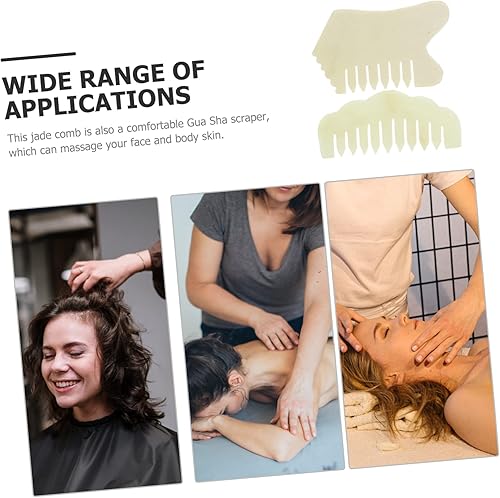 Miniatura 9 de 2 unids peine de jade cuero cabelludo masaje desenredante peine herramienta de raspado muscular cuerpo Guasha Junta de eliminación de arrugas Jade,