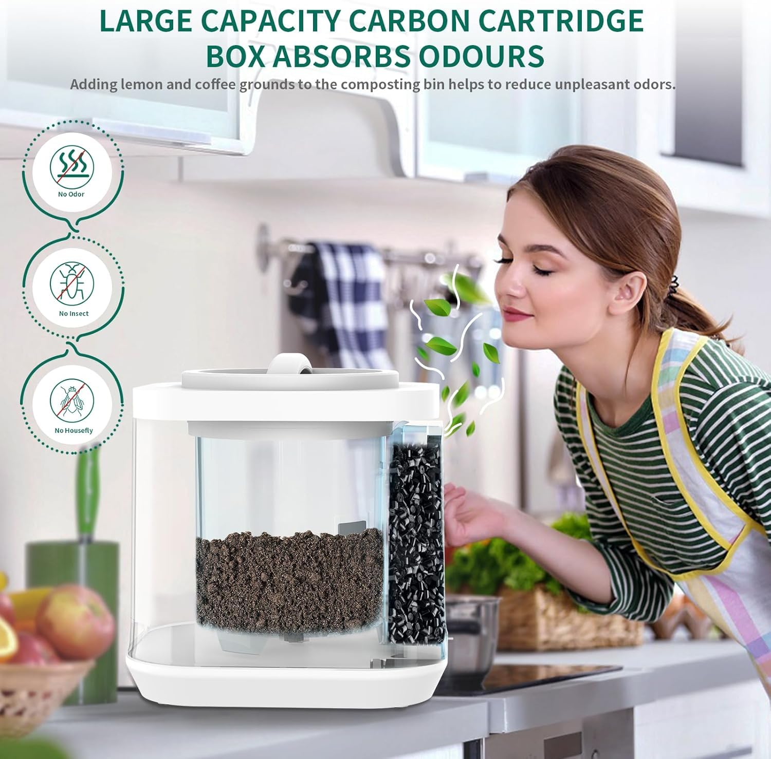 Coperchio per compostiera elettrica CORESLUX, coperchio per compostiera intelligente, 1 pezzo, bianco