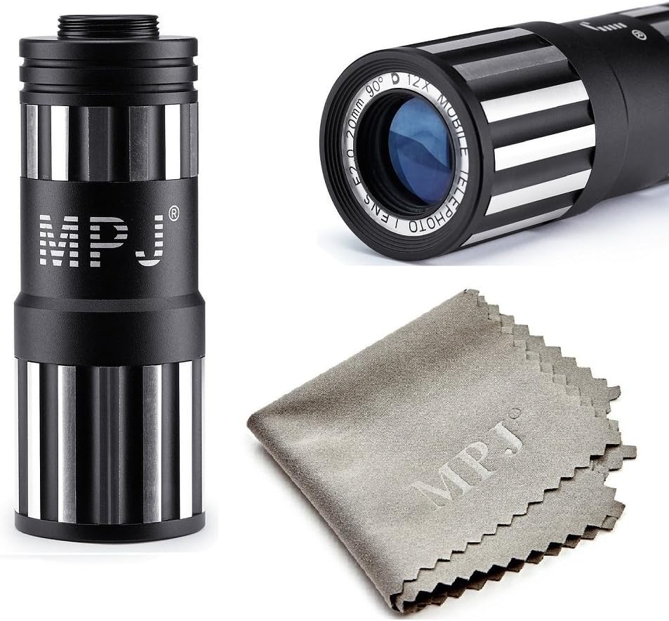 iPhone 6S Lens, iPhone 6 Lens, MPJ Camera Lens Kit for iphone 6 6S Including for iphone 6S Lens and for iphone 6 lens 12x Zoom Aluminum Telescopic Optical Lens(Black)(Not For iPhone 6 Plus) by MPJ