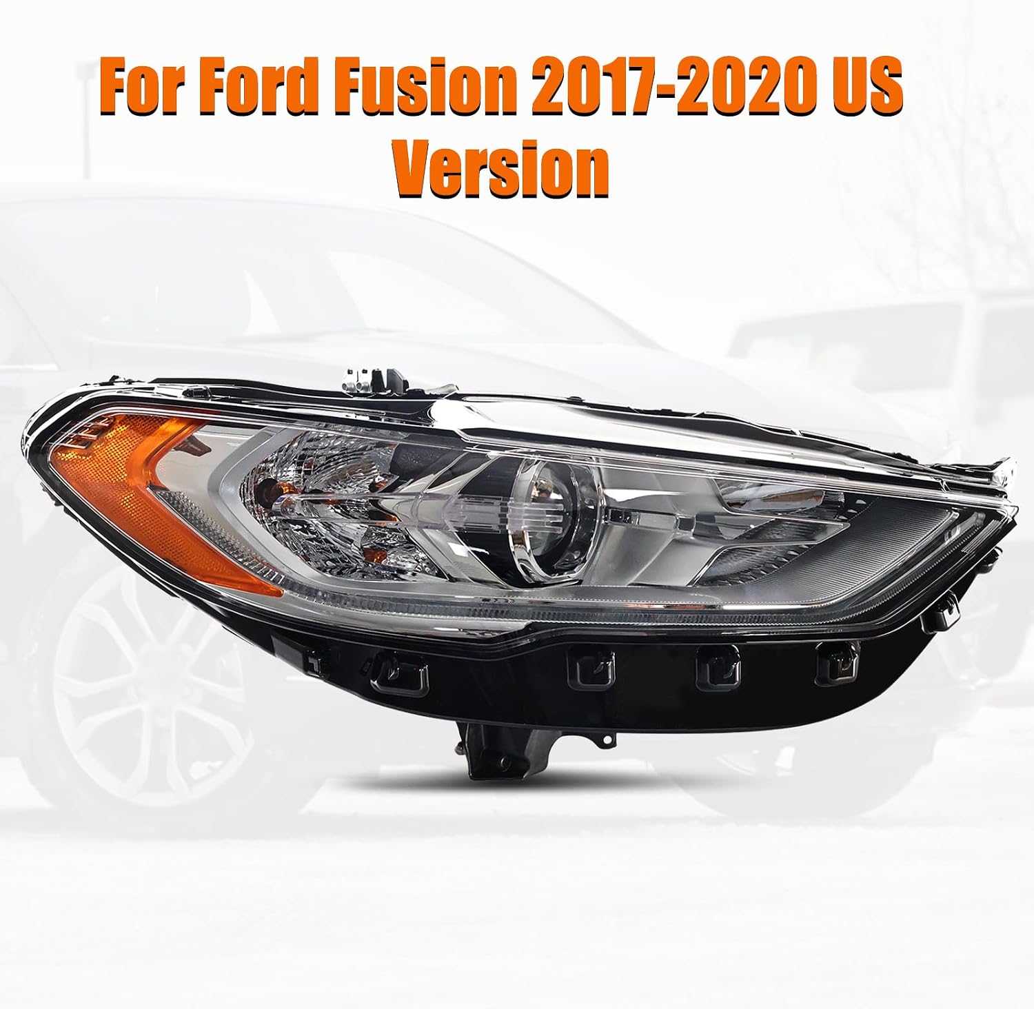 Headlights Headlamps Assembly with bulb fit for 2017 2018 2019 2020 Ford Fusion Front Bumper Headlamp Headlight, Replace for FO2503350 HS7Z13008H(Right Passenger Side)