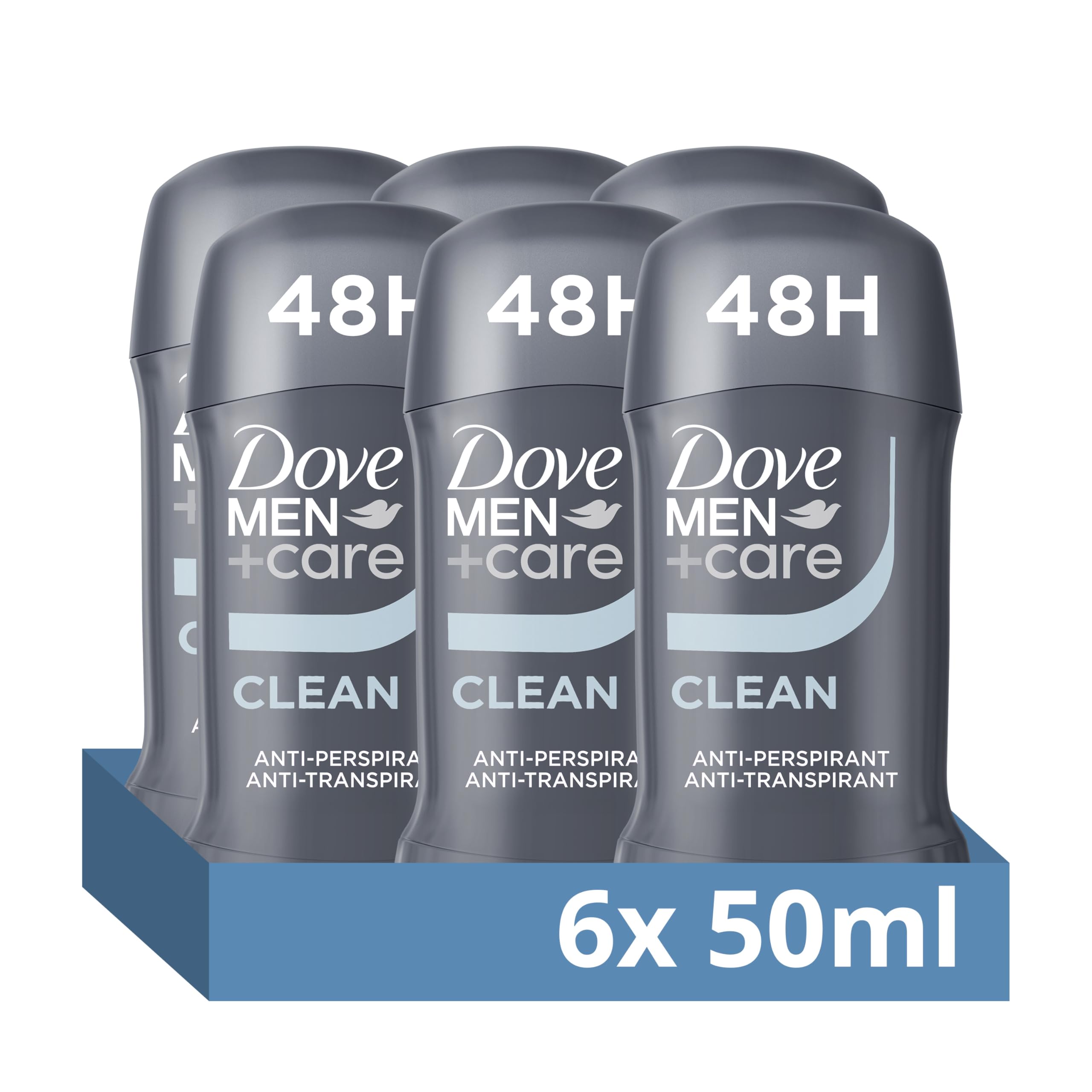 Dove Cream Men+Care Clean Comfort Stick Deodorant With Â¼ Moisturising Antiperspirant Deodorant Stick 48-Hour Sweat Protection 50 Ml Pack Of 6