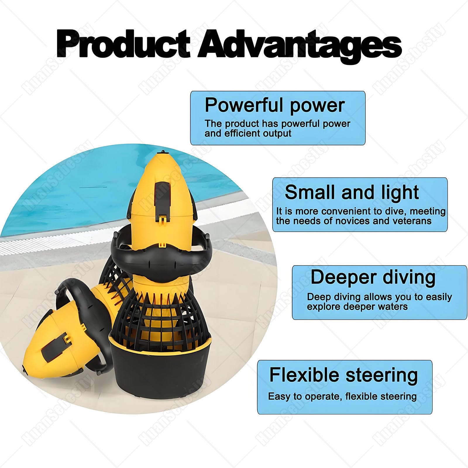 Propulsore Subacqueo Portatile 500w,Elica Subacquea con Doppia Batteria,Motore Spazzolato,Robusto E Sicuro,Aiuto per Il Nuoto,per Snorkeling Ed Esplorazione Subacquea 500W
