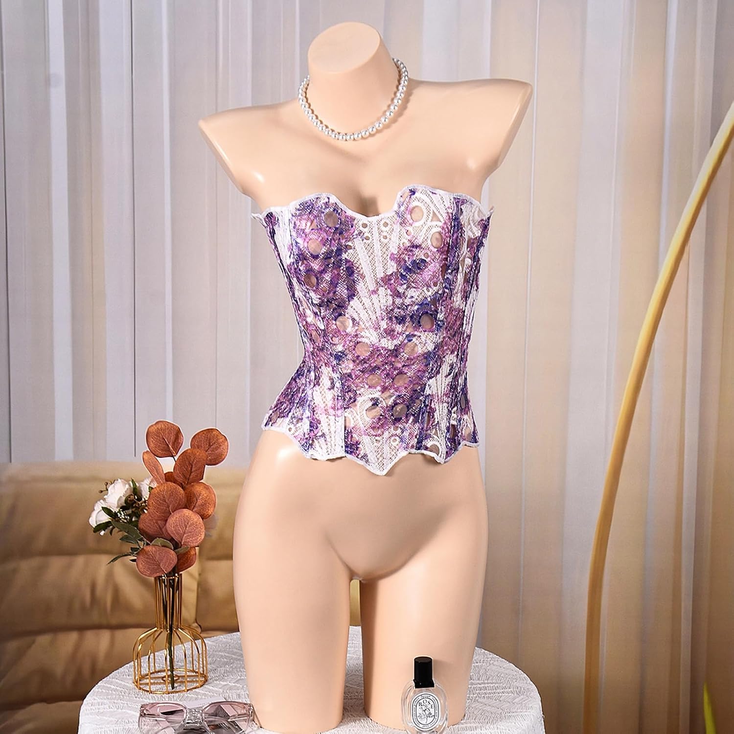 Women's Y2K Sheer Strapless Lace Corset Top, Sexy Shapewear Bustiers for Going Out, Club, Date Night