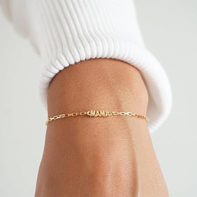 Mama Bracelet For Women, To My Mom 18k Gold Plated Mini Letter Box