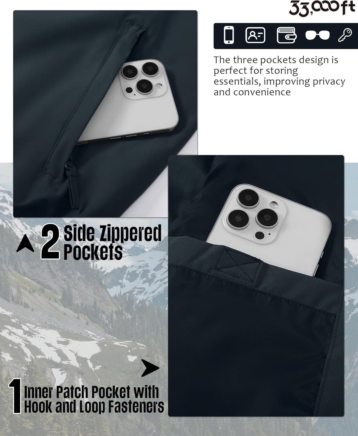 33,000ft Men's Lightweight Jackets Full Zip Up Windbreaker Laydown Collar Light Coat Stylish Casual Golf Jacket with Pockets - Image 3