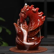 Horse Hand Incense Burner Holder - Ceramic Incense Waterfall Burner Horse, Backflow Horse Smoke Fountain Incense Holder with Cone & Stick Tweezer & Mat for Aromatherapy/Yoga/Home/Room Decor