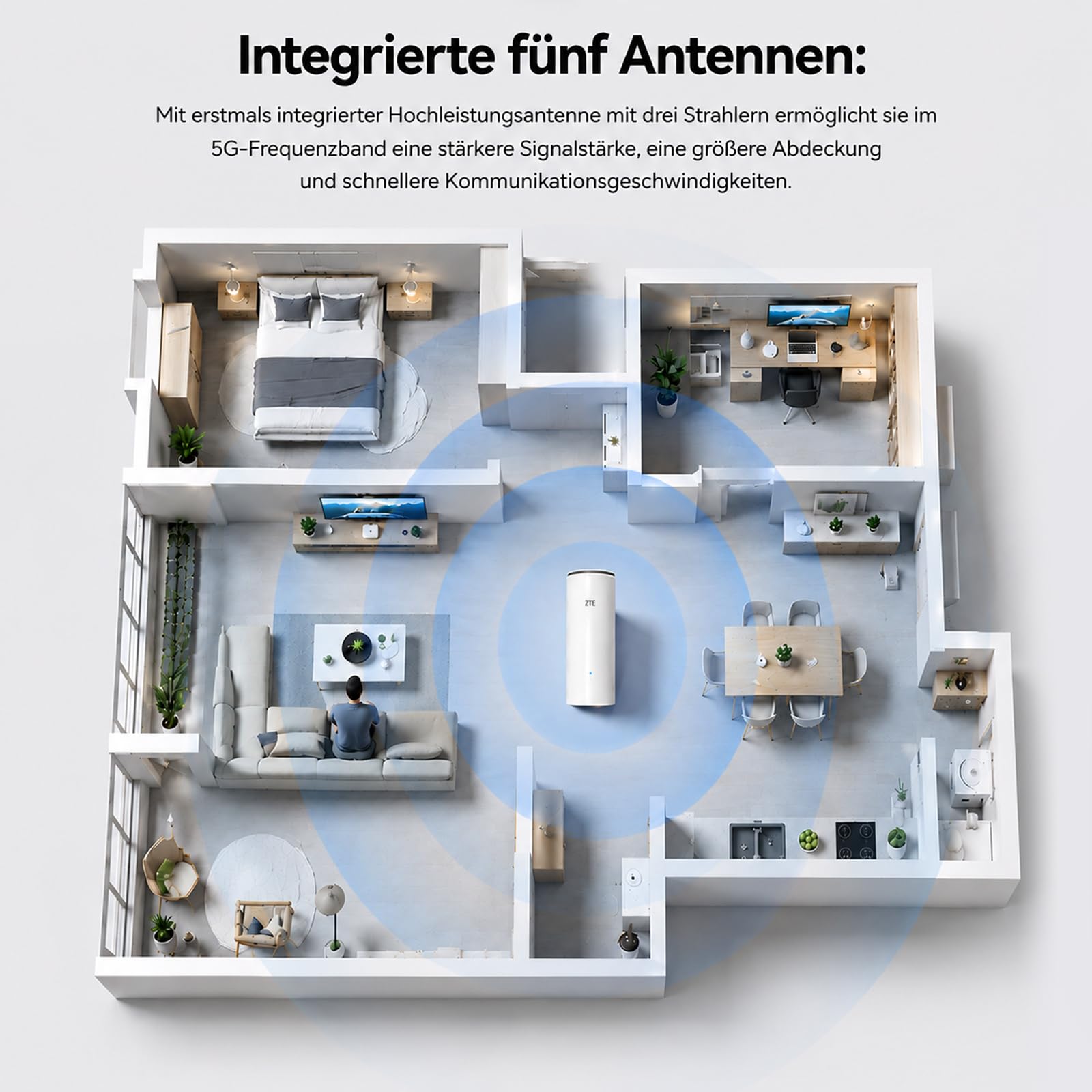 ZTE WLAN Router WiFi 6 mit EasyMesh, WLAN Repeater, bis zu 3000 Mbit/s für stabiles WLAN, ideal für Homeoffice, Streaming und Smart Home, kein 5G Router, keine SIM-Karte, kein DSL-Modem