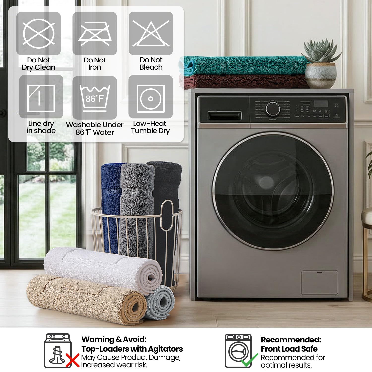 DEXI Tapis de salle de bain ultra absorbant, doux, lavable en machine, antidérapant, pour sol de salle de bain, baignoire, salle de douche, 91,4 x 61 cm, gris clair