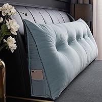 Vista 15 de Almohada triangular para cabecero, cojín triangular de color sólido, almohada de descanso en cama, almohada extraíble con soporte de cuña grande Rosa