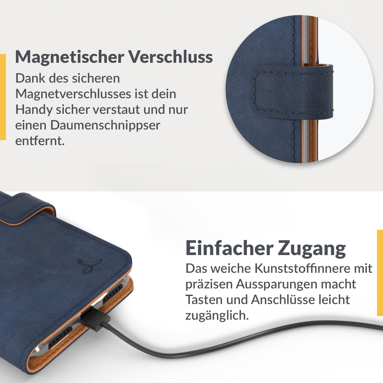 Snakehive Lederhülle für iPhone SE 2022/2020 und iPhone 7/8 | Stylische Handyhülle mit Kartenhalter & Standfuß | Handyhülle Schutzhülle & Lederhülle - Blau