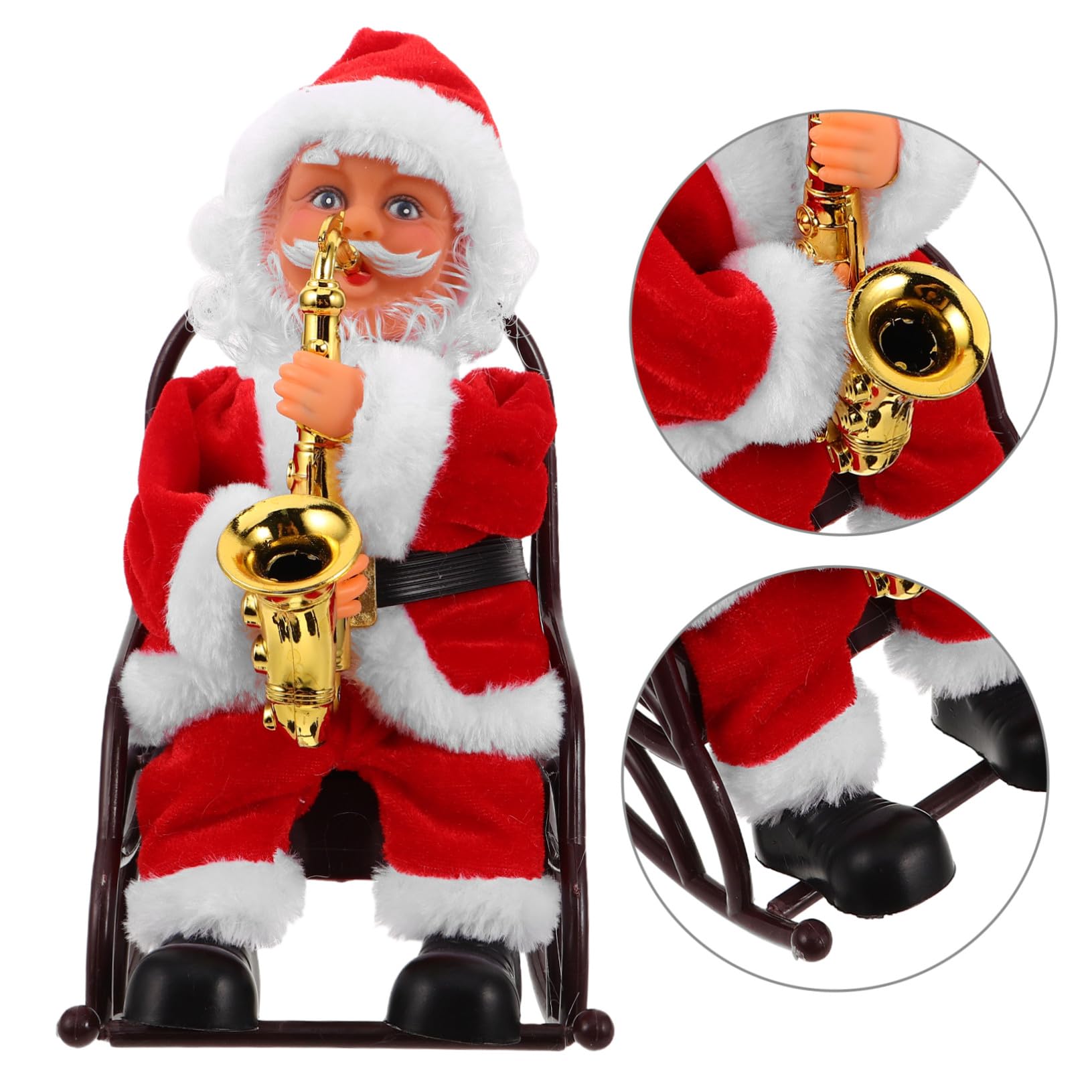 Juguete De Papá Noel Eléctrico Figura De Papá Noel con Instrumento Musical Juguete Navideño Decorativo para Mesa Escenario De Fiesta De Navidad
